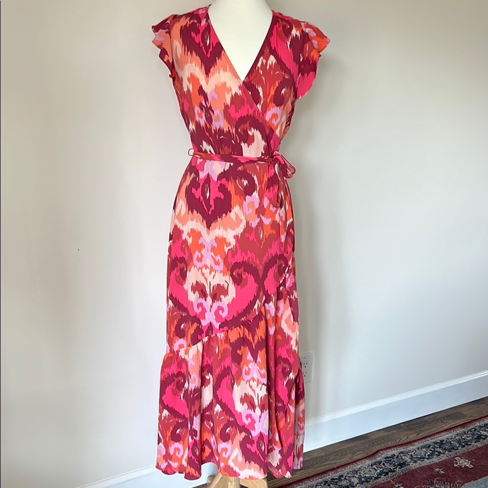 Bar III Pink Ruffled Wrap Maxi Dress